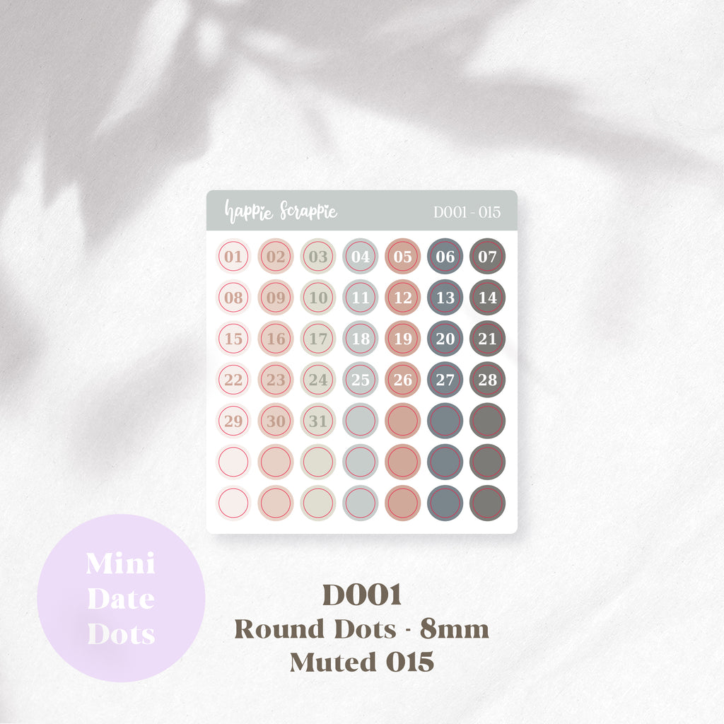 Mini Stickers : Date Dots (Round Dots 8mm) // D001