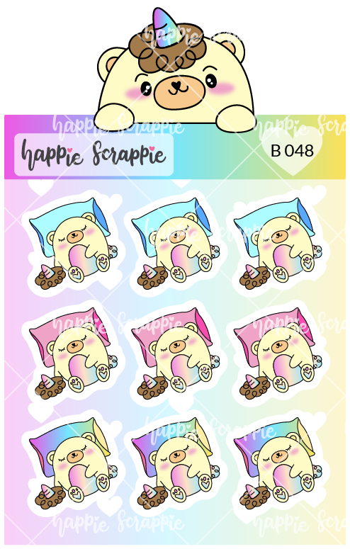 Planner Stickers : Sleeping Beariecorn (B048)