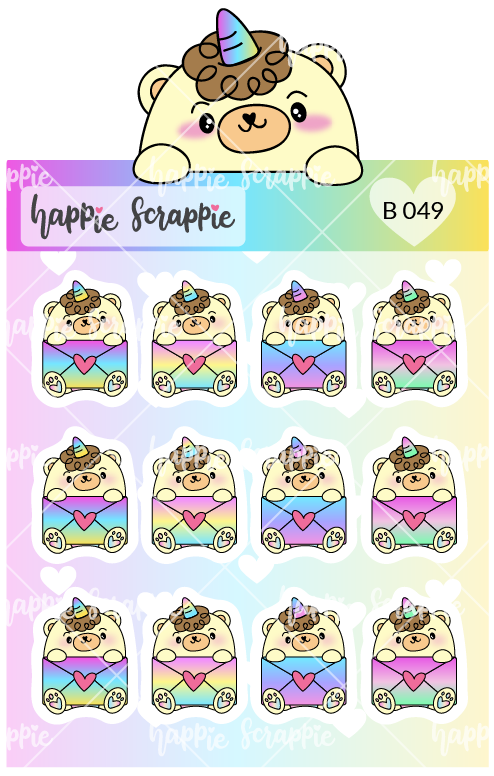 Planner Stickers : Happy Mail Beariecorn (B049)