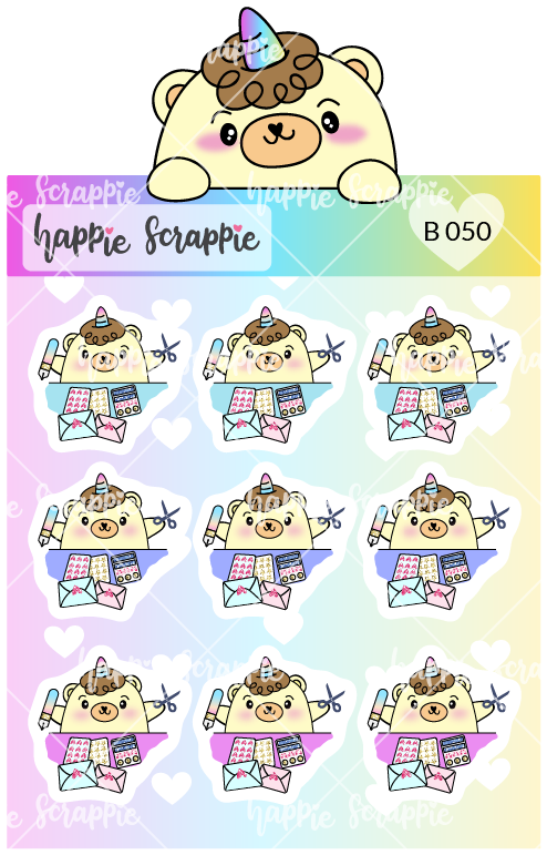 Planner Stickers : Crafting Beariecorn (B050)