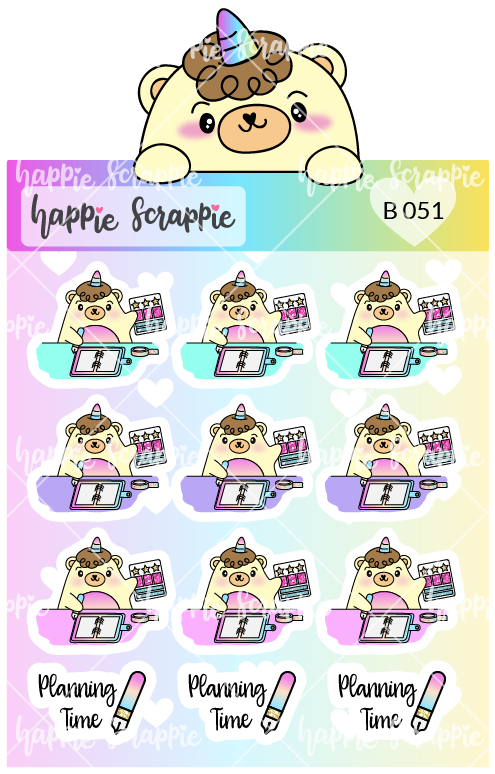 Planner Stickers : Planning Beariecorn - Ring Planner (B051)