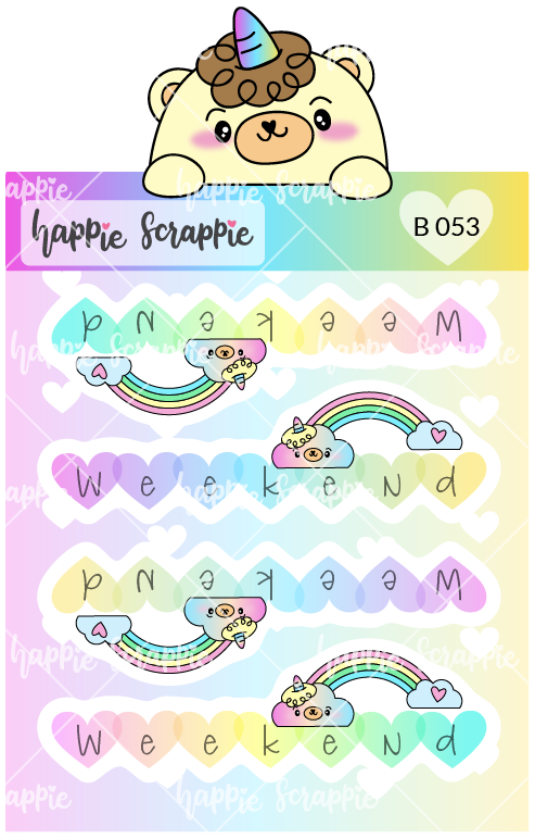 Planner Stickers : Rainbow Cloud Weekend (B053)