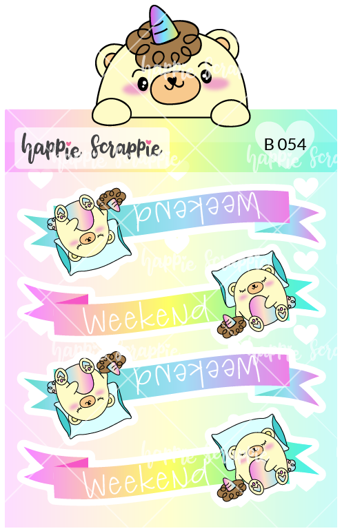 Planner Stickers : Beariecorn Sleep-All-Weekend  (B054)