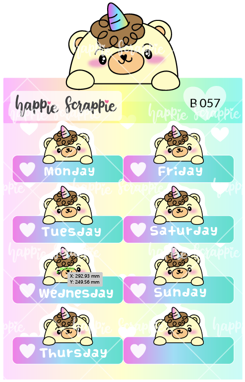 Planner Stickers : Date Cover Beariecorn