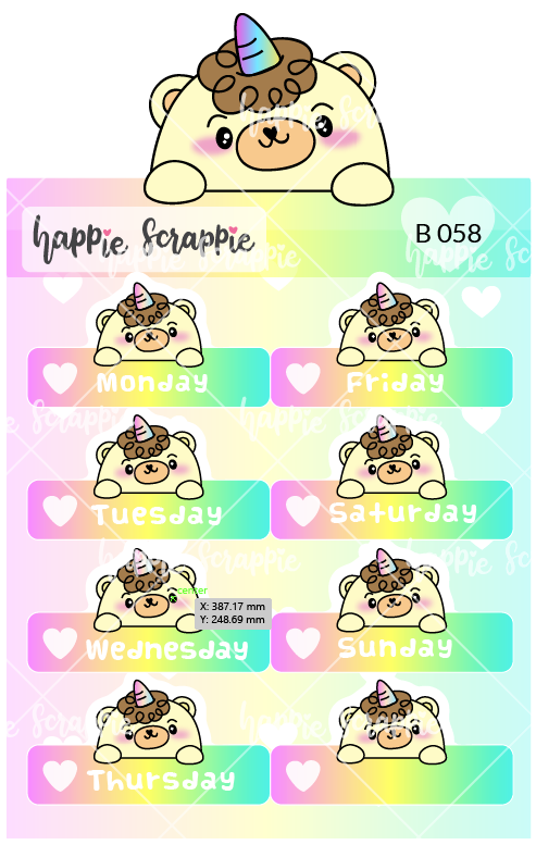 Planner Stickers : Date Cover Beariecorn