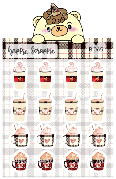 Planner Stickers : Plaid Pumpkin Spice Latte (B065)