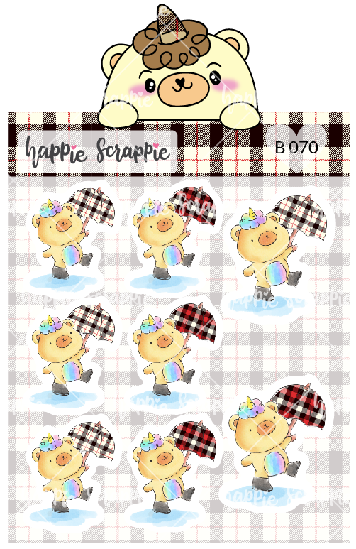 Planner Stickers : Umbrella Beariecorn (B070)