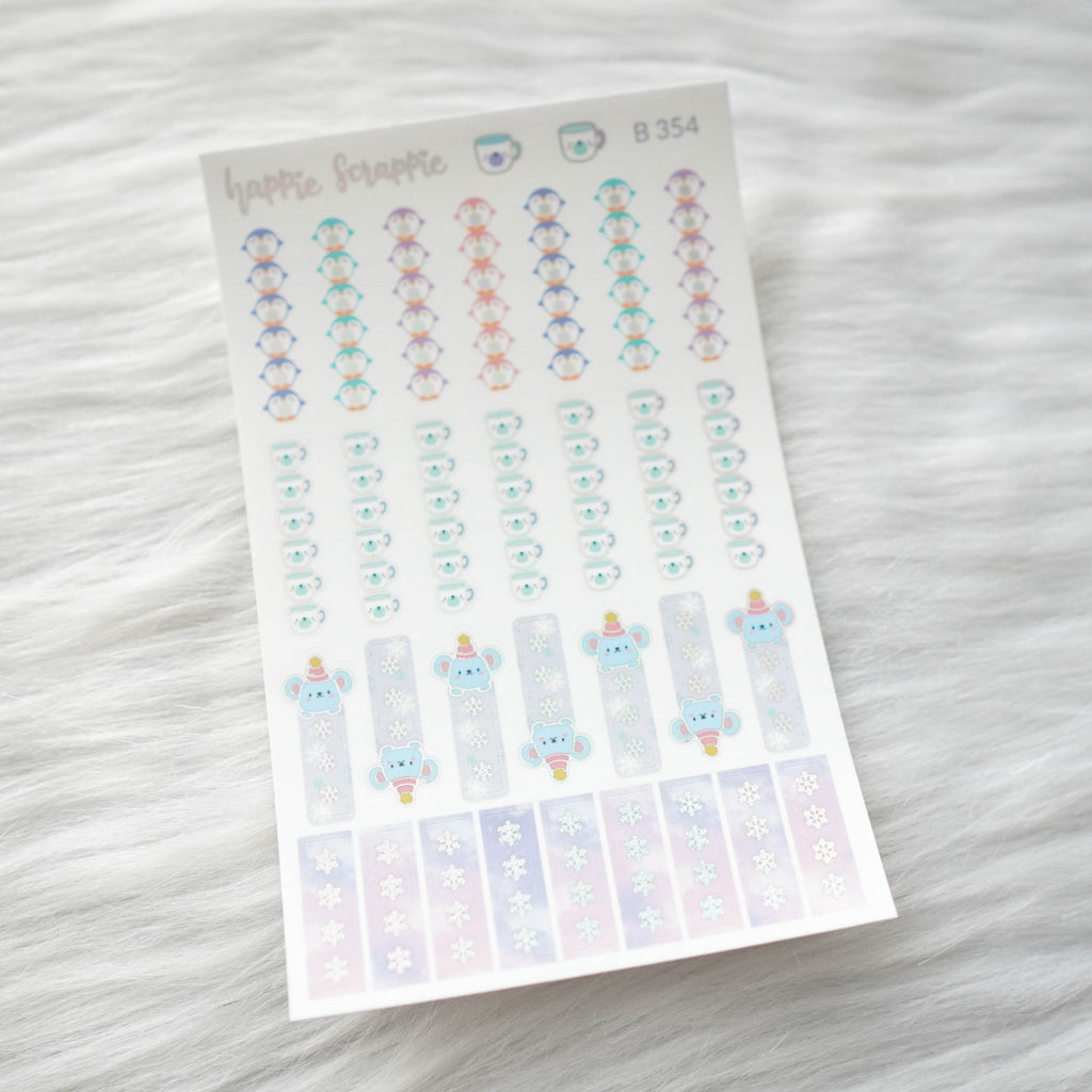 Planner Stickers : Cozy Winter - Check List // Holo Silver Foil (B354)