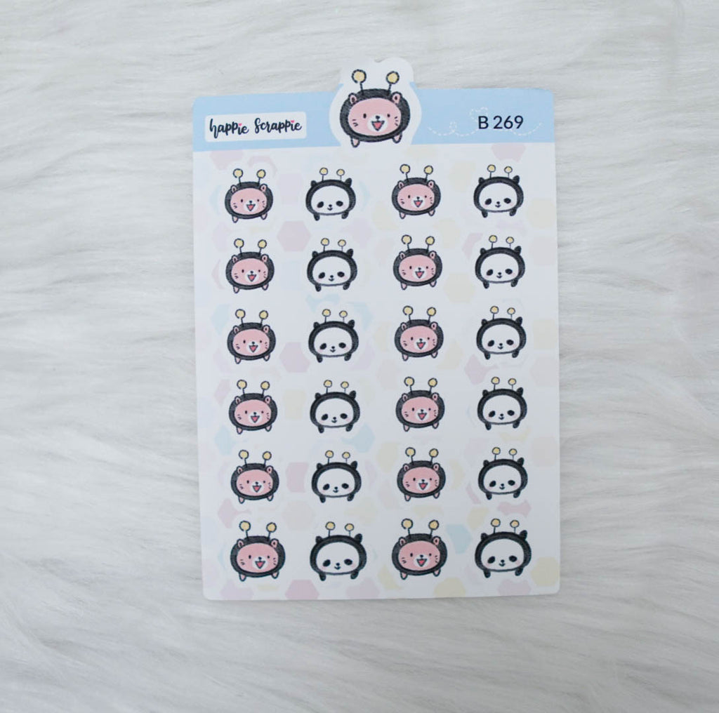 Planner Stickers : Bee-YOU-tiful- Bee Pandaru & Bee Maru (B269)