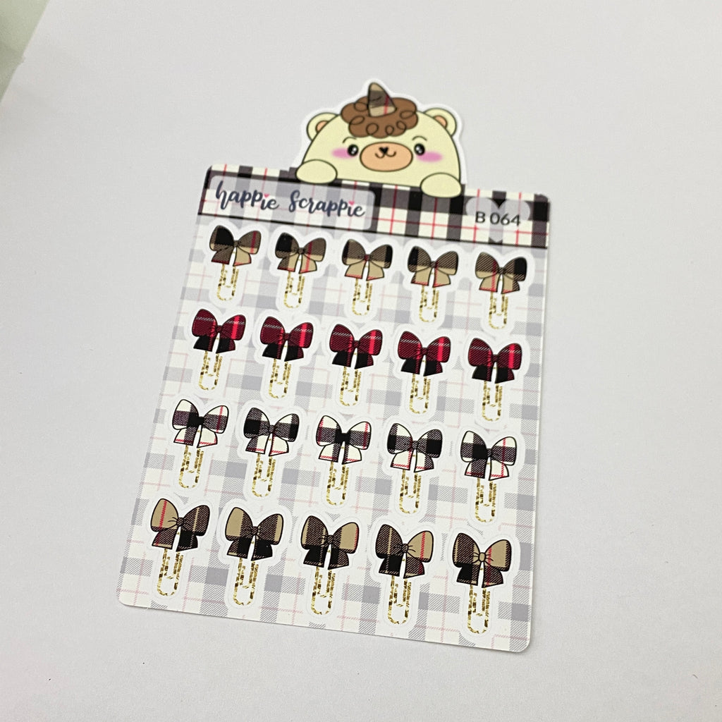 Planner Stickers :  Fall Bow Clips (B064)